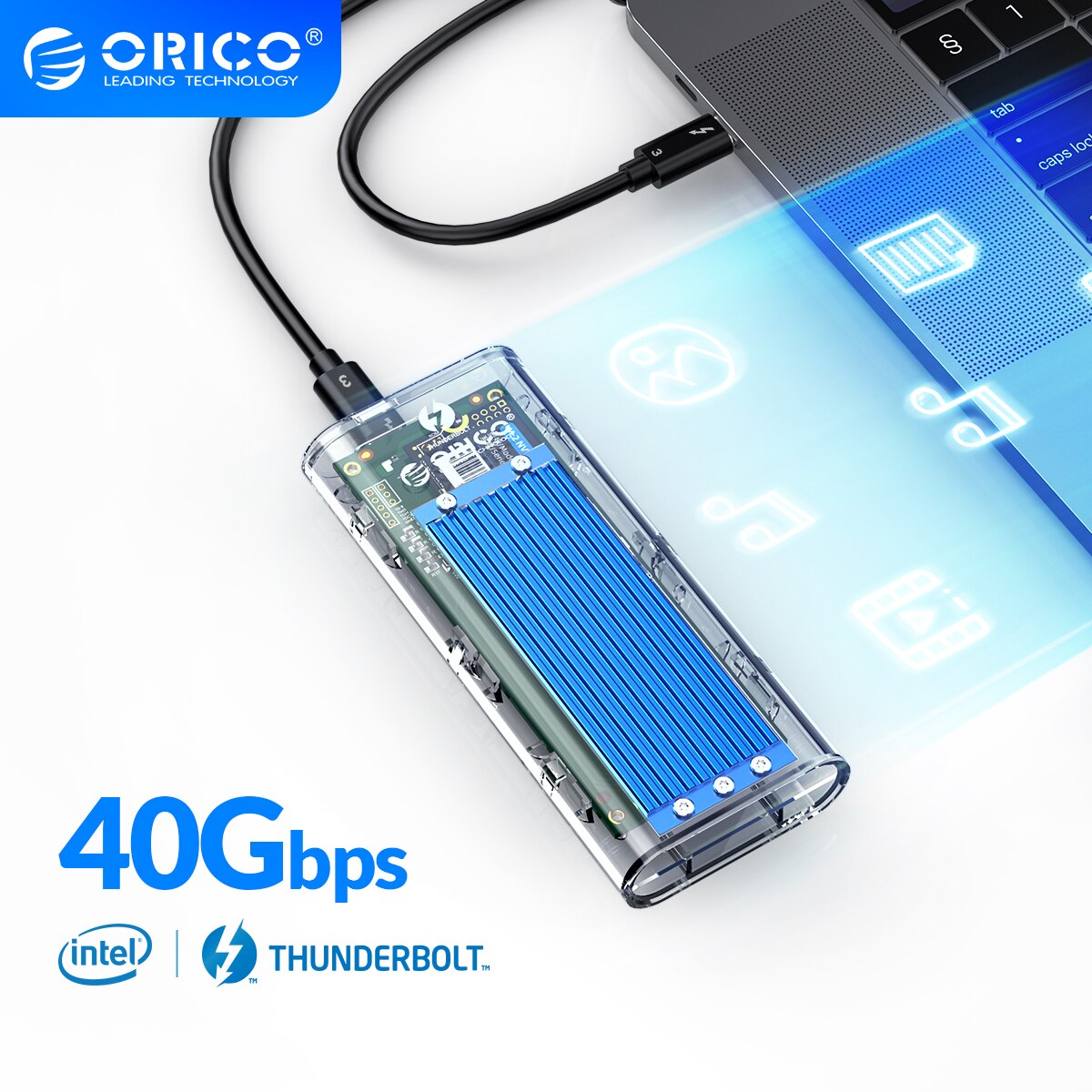ORICO-Ʈ 3 40Gbps M.2 NVME SSD Ŭ, 2 ׶Ʈ  USB C SSD ̽, 40Gbps C to C ̺ , Mac windows